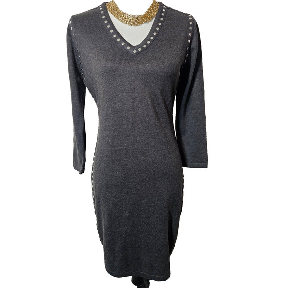 Marc New York Charcoal Gray Soft Knit Sweater Dress Body Con Size Medium M - Picture 1 of 8